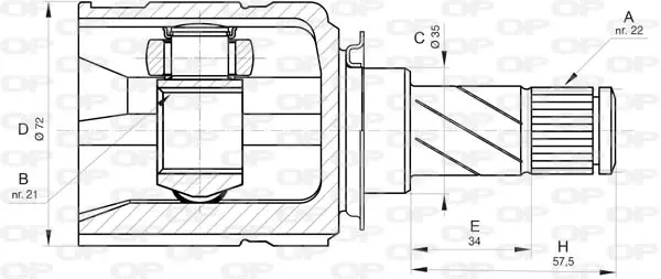 каре комплект, полуоска OPEN PARTS          