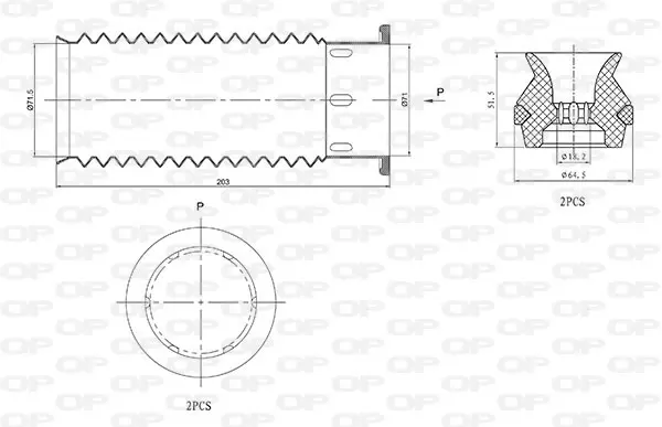 прахозащитен комплект, амортисьор OPEN PARTS          