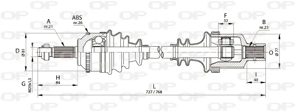 полуоска OPEN PARTS          