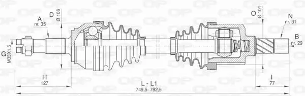 полуоска OPEN PARTS          