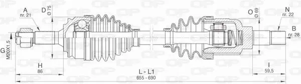 полуоска OPEN PARTS          