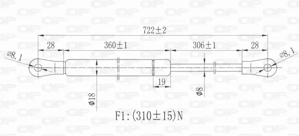 газов амортисьор, капак на двигателя OPEN PARTS          