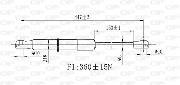 газов амортисьор, капак на двигателя OPEN PARTS          