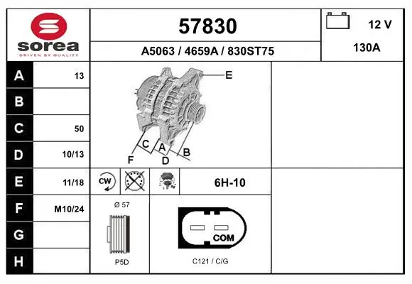 Алтернатор / генератор за HYUNDAI i30 купе 1.4 CRDi 57830 EAI                 