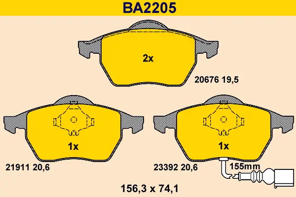 комплект спирачно феродо, дискови спирачки BARUM               