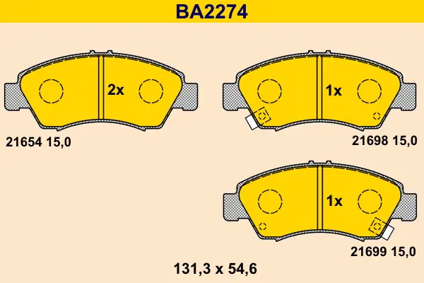 комплект спирачно феродо, дискови спирачки BARUM               