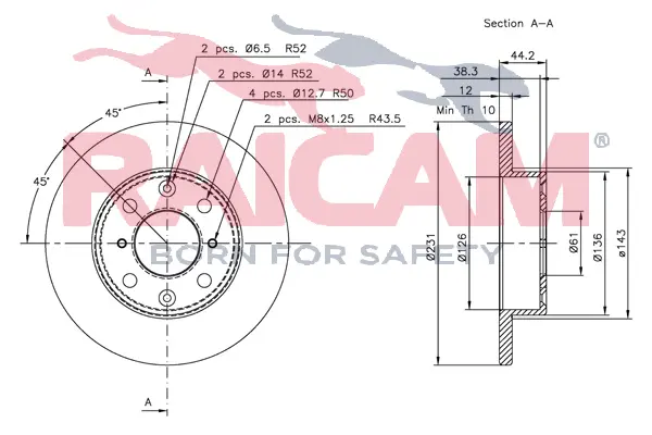 спирачен диск RAICAM              