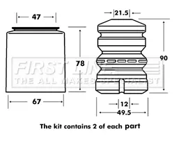 прахозащитен комплект, амортисьор FIRST LINE          
