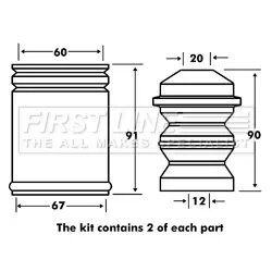 прахозащитен комплект, амортисьор FIRST LINE          