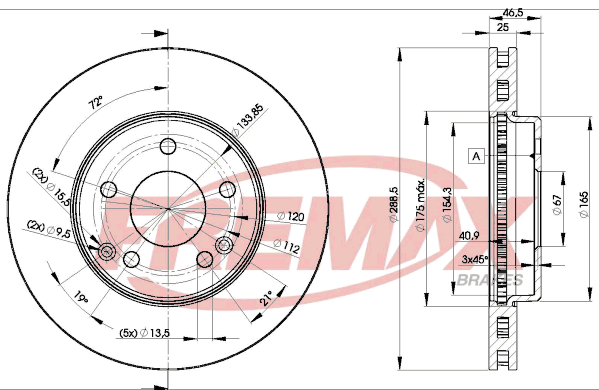 Спирачни дискове за MERCEDES-BENZ C-CLASS (W203) C 200 Kompressor (203.045) BD-0410 FREMAX              