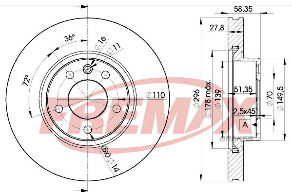 спирачен диск FREMAX              