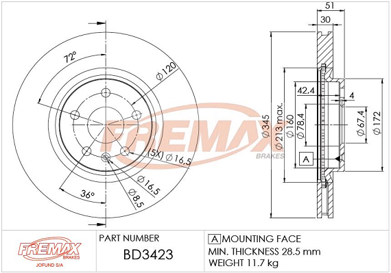 спирачен диск FREMAX              