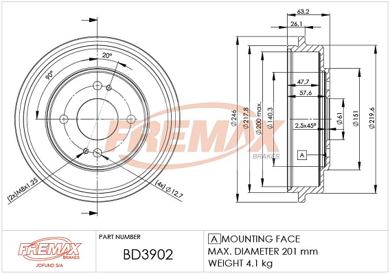 спирачен барабан FREMAX              