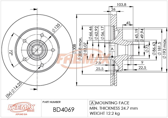 спирачен диск FREMAX              