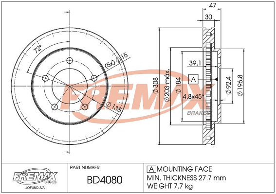 спирачен диск FREMAX              