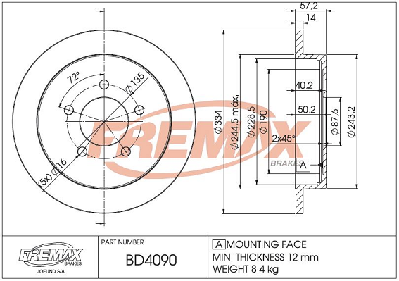 спирачен диск FREMAX              