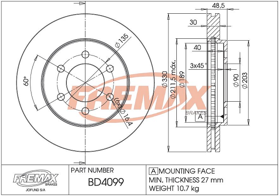 спирачен диск FREMAX              