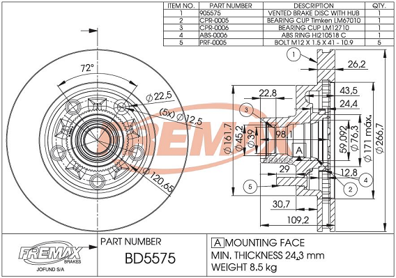 спирачен диск FREMAX              