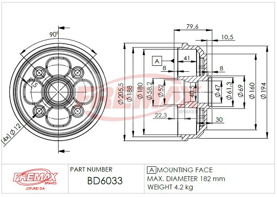спирачен барабан FREMAX              
