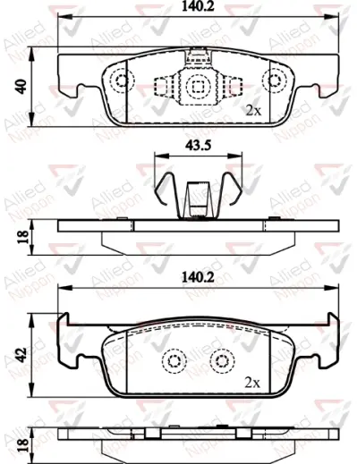 комплект спирачно феродо, дискови спирачки COMLINE             