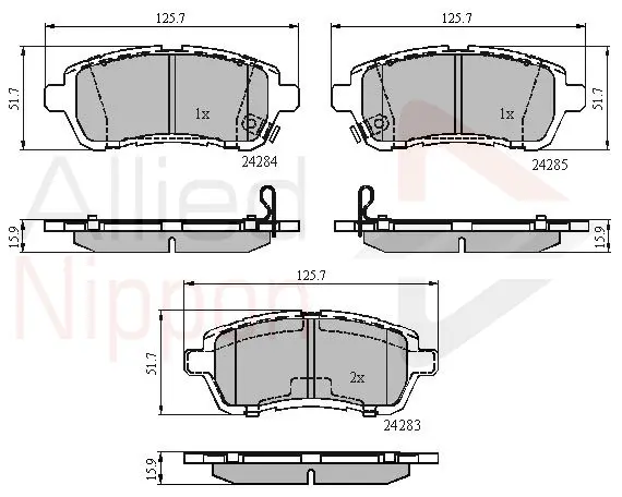 комплект спирачно феродо, дискови спирачки COMLINE             