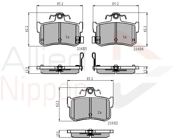 комплект спирачно феродо, дискови спирачки COMLINE             