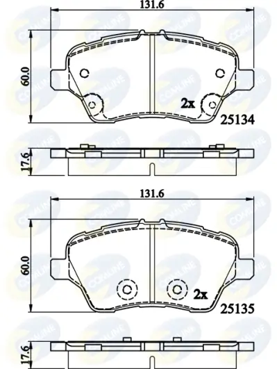 комплект спирачно феродо, дискови спирачки COMLINE             