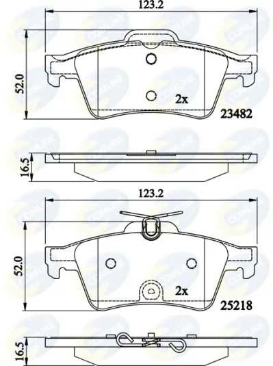 комплект спирачно феродо, дискови спирачки COMLINE             