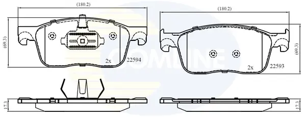 комплект спирачно феродо, дискови спирачки COMLINE             