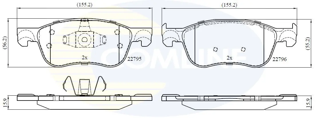 комплект спирачно феродо, дискови спирачки COMLINE             