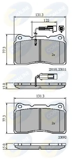 комплект спирачно феродо, дискови спирачки COMLINE             