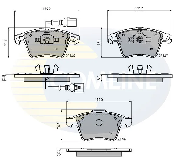 Комплект спирачно феродо, дискови спирачки COMLINE CBP11312