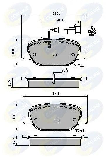 комплект спирачно феродо, дискови спирачки COMLINE             