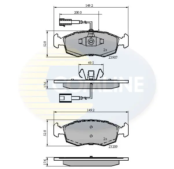 комплект спирачно феродо, дискови спирачки COMLINE             
