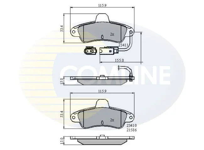 комплект спирачно феродо, дискови спирачки COMLINE             