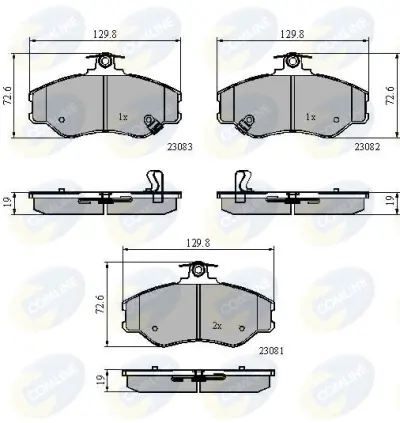 комплект спирачно феродо, дискови спирачки COMLINE             