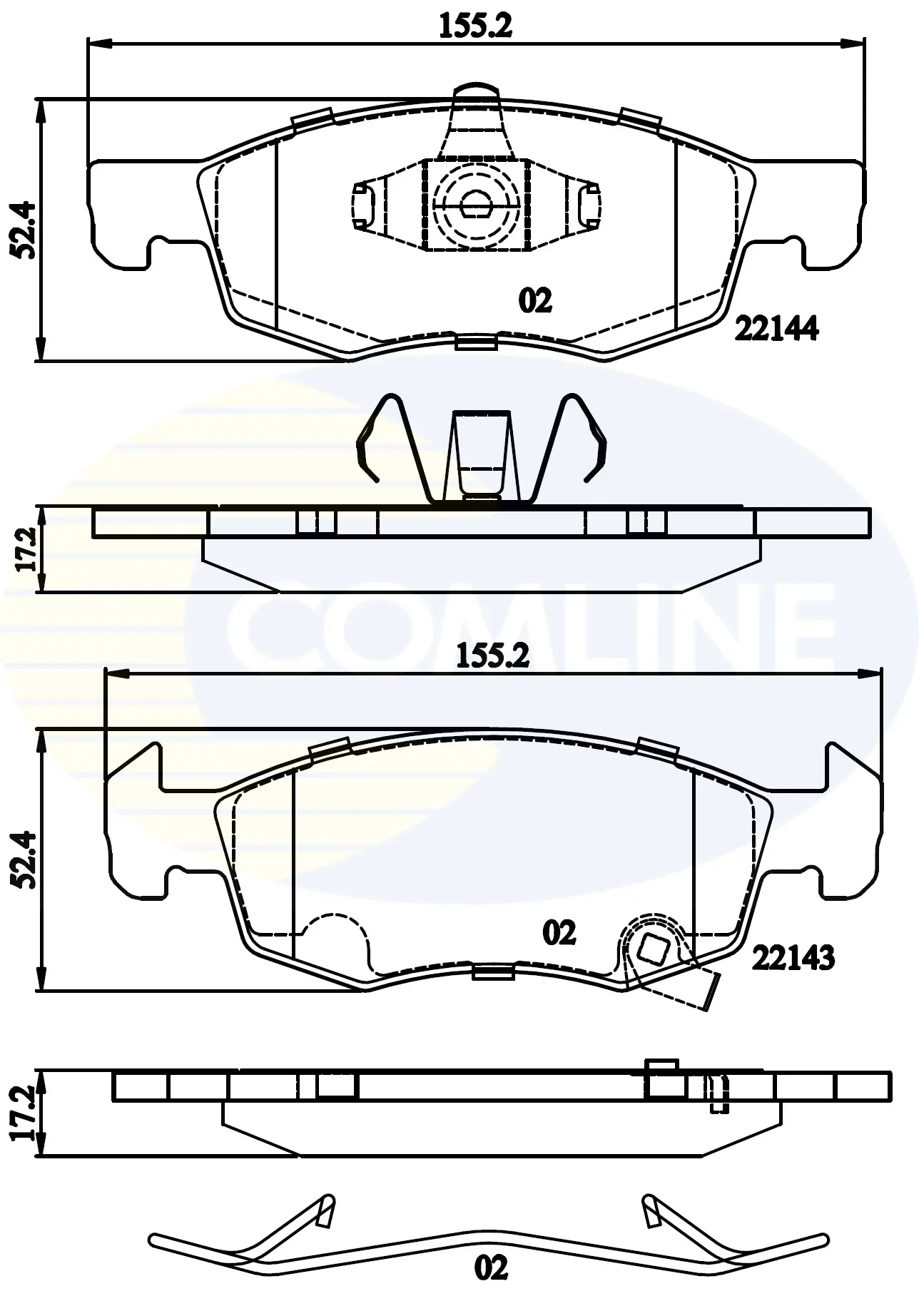 комплект спирачно феродо, дискови спирачки COMLINE             