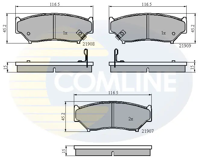 комплект спирачно феродо, дискови спирачки COMLINE             