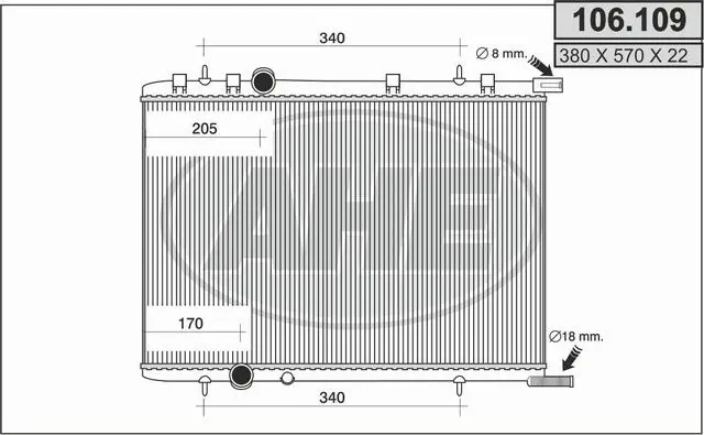 Воден радиатор за PEUGEOT 206+ (T3E) 1.4 i 106.109 AHE                 