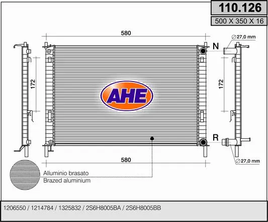 радиатор, охлаждане на двигателя AHE                 