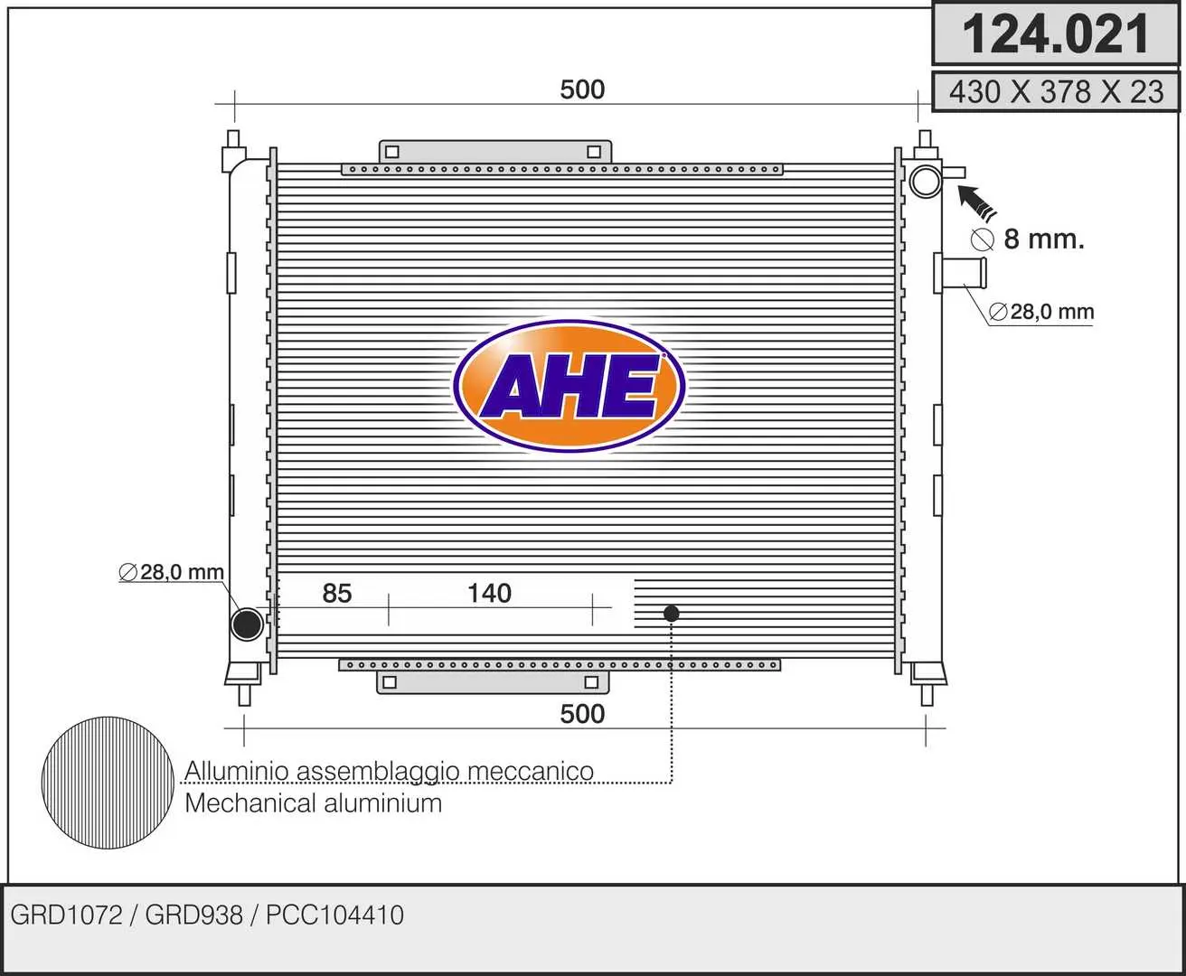 радиатор, охлаждане на двигателя AHE                 