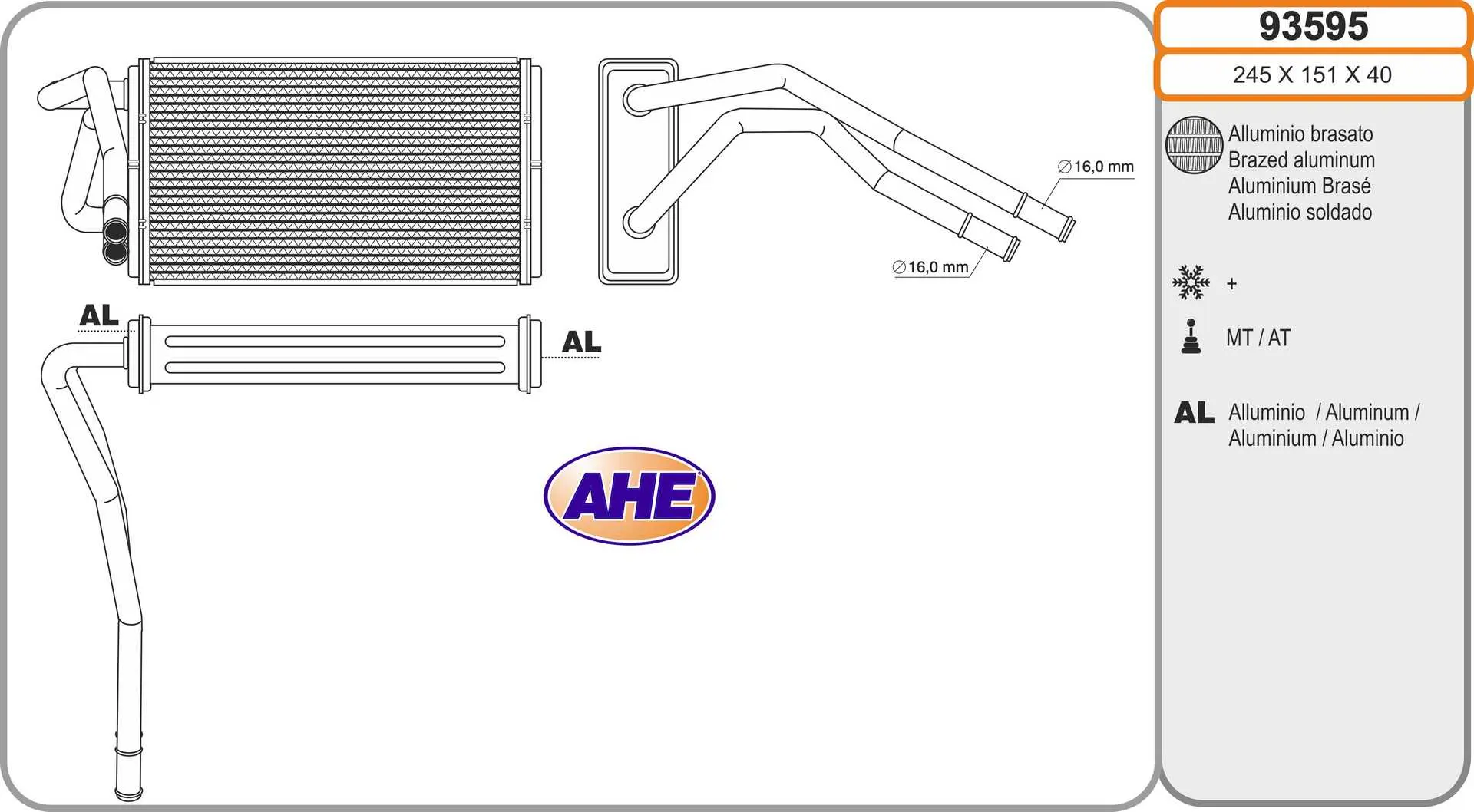 топлообменник, отопление на вътрешното пространство AHE                 