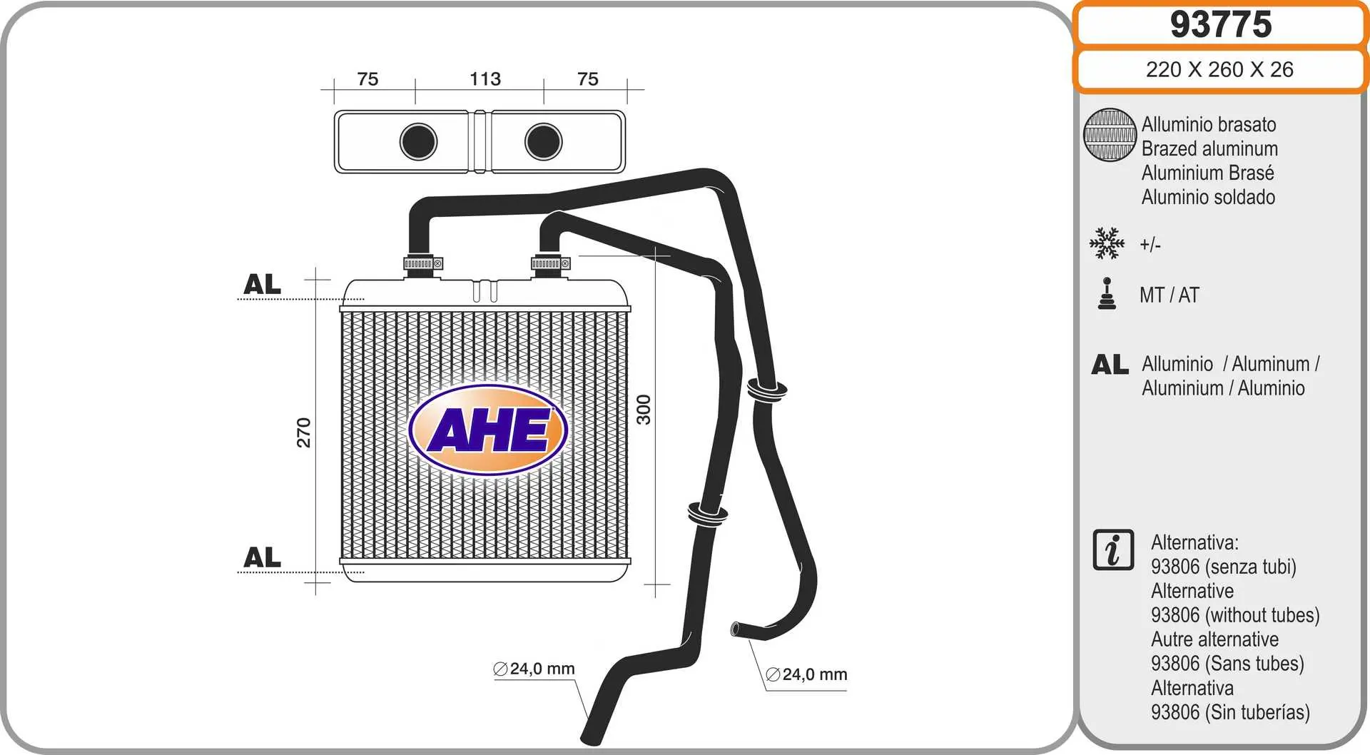 топлообменник, отопление на вътрешното пространство AHE                 