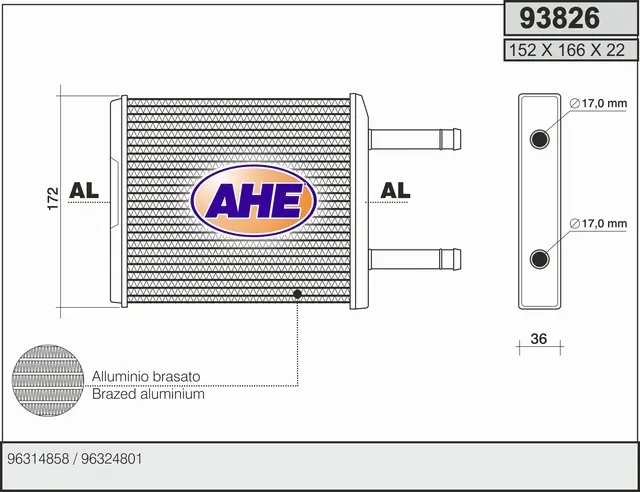 топлообменник, отопление на вътрешното пространство AHE                 