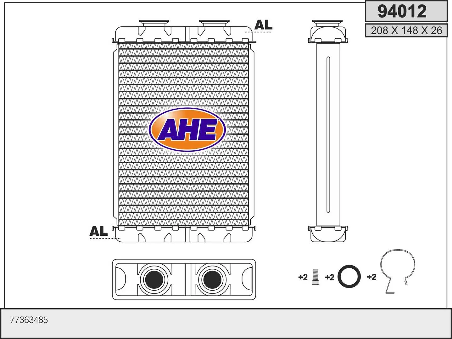 топлообменник, отопление на вътрешното пространство AHE                 