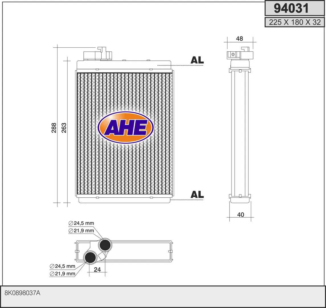 топлообменник, отопление на вътрешното пространство AHE                 