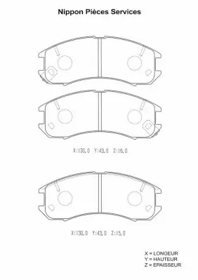комплект спирачно феродо, дискови спирачки NPS                 