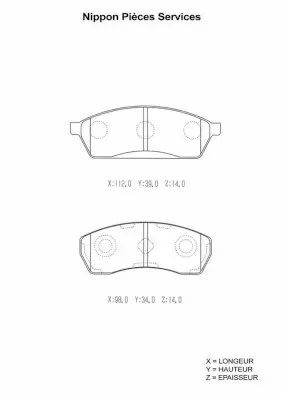 комплект спирачно феродо, дискови спирачки NPS                 
