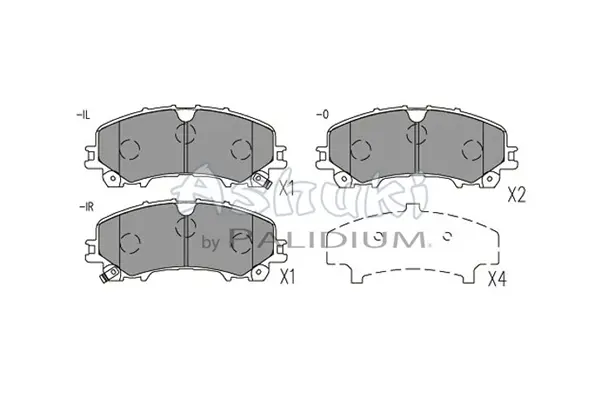 комплект спирачно феродо, дискови спирачки ASHUKI by Palidium  