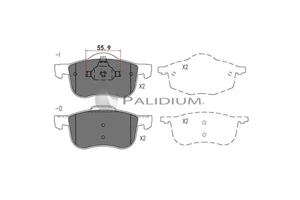 комплект спирачно феродо, дискови спирачки ASHUKI by Palidium  